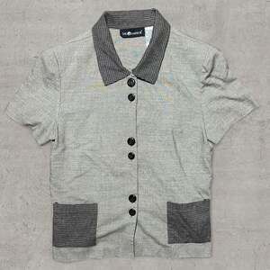 Vintage Sag Harbor Short Sleeve Blouse with Gingham Collar and Pockets